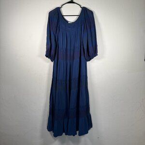 Sundance Blue Catalog Cara Belle Breezy Summer Tiered Gauzy Midi Dress Size S
